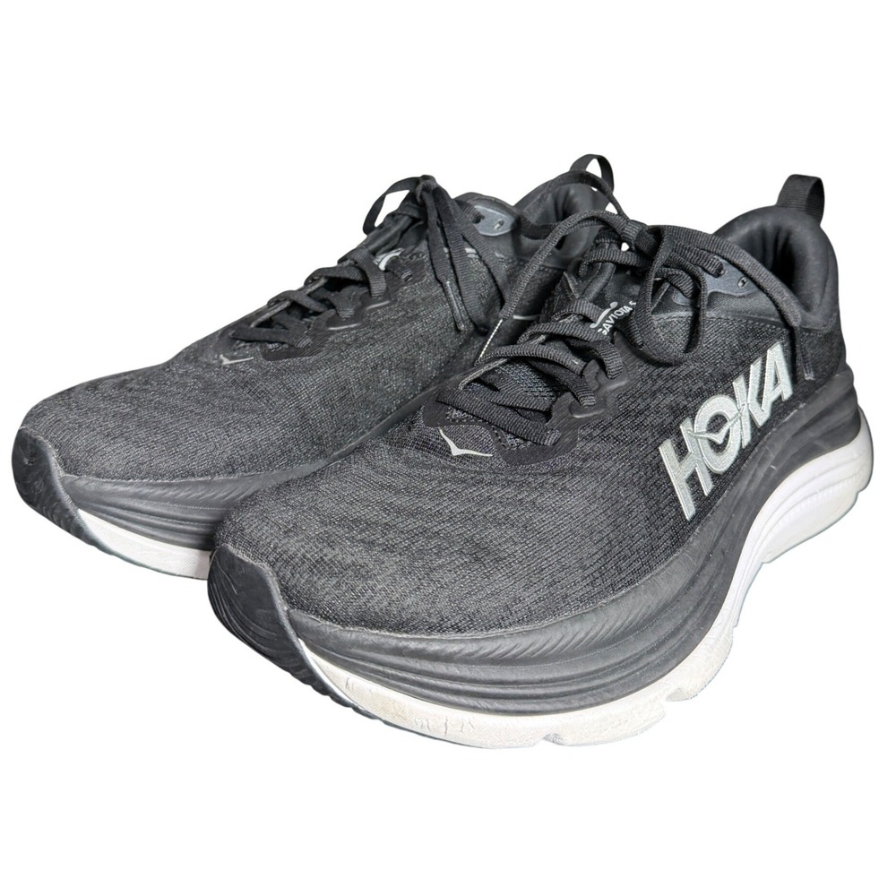 Hoka Gaviota 5 Mens Size US 9.5D Stability Running Shoes Black White Gym Trainer